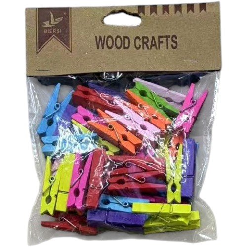  Mini Pinzas de Madera Natural Coloridas por mayor - Útiles Escolares por mayor