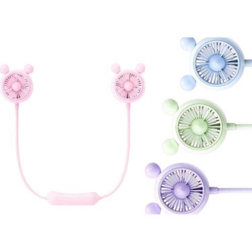 Mini Ventilador Doble de Cuello con Brazos Largos Flexibles y Diseño de Lazo 1PZA por mayor en Chile