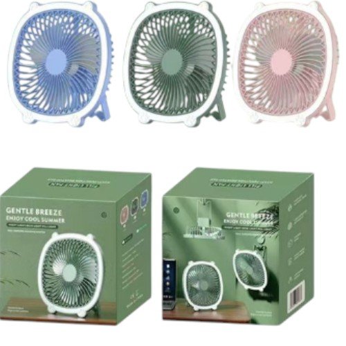 Mini Ventilador Portátil con Orejas, Base Ajustable y Luz LED Integrada 1PZA por mayor en Chile
