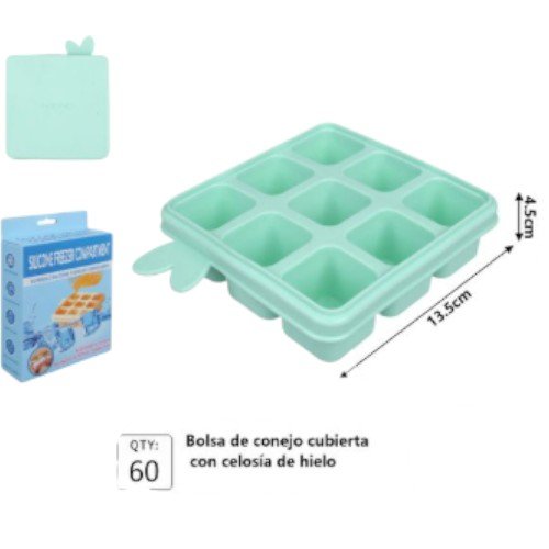 Molde de Silicona para Cubitos de Hielo con Tapa de Seguridad - Diseño 