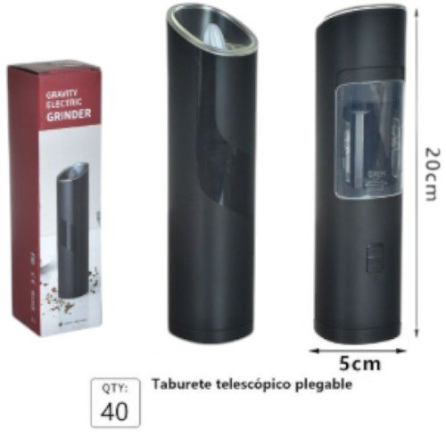 Molinillo Eléctrico de Gravedad Automático para Sal y Pimienta con Luz LED (20cm) por mayor - Electrónica por mayor