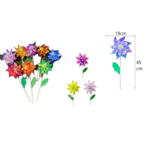 Molino de Viento con Formas Octogonales Reflectantes y Varilla de Madera para Decoración por mayor Jardinería por mayor