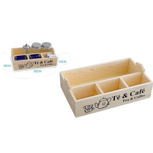 Organizador de Madera para Té y Café con 4 Compartimentos por mayor Hogar por mayor