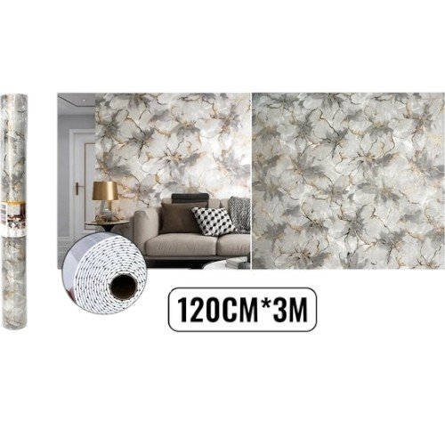 Papel Mural Autoadhesivo XPE Gris con Dorado - Rollo 1.2m x 3m por mayor - Hogar por mayor