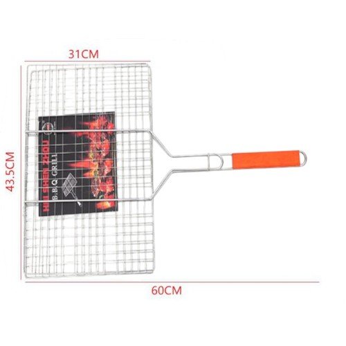 Parrilla Rectangular Reforzada para Hamburguesas con Mango de Madera por mayor Hogar por mayor