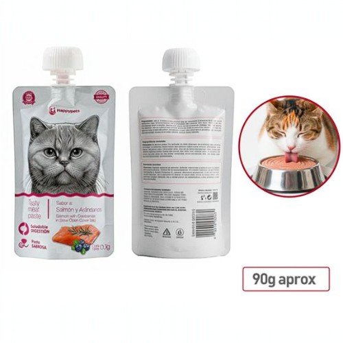 PASTA LIQ. GATO SABOR SALMON Y ARANDANOS por mayor - Mascotas por mayor