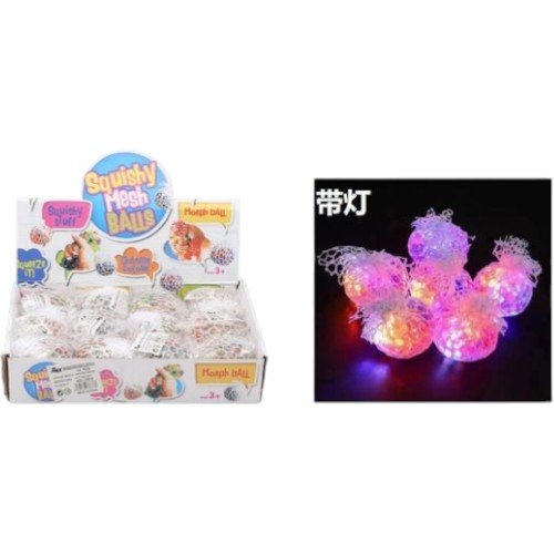 Pelota Anti-estrés con Red y Luz LED Multicolor  por mayor - Jugueteria por mayor