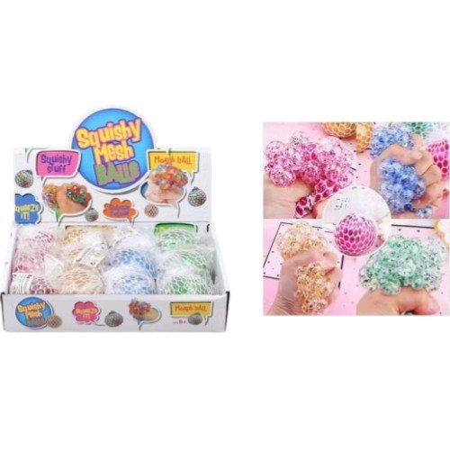 Pelota Anti-estrés de Red con Efecto Brillante y Polvo Dorado por mayor - Jugueteria por mayor