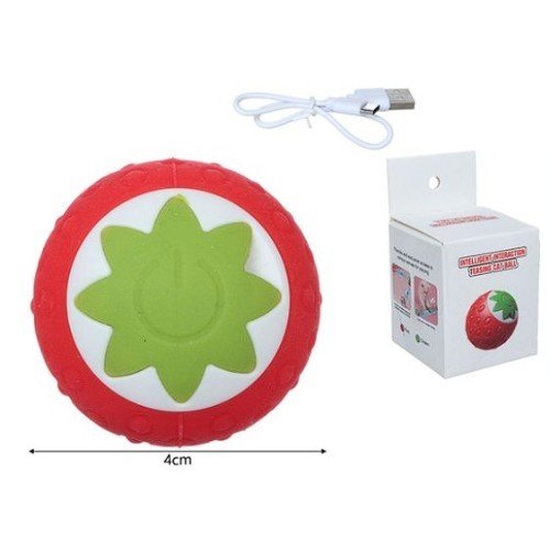 Pelota Inteligente Interactiva con Diseño de Fresa y Movimiento Automático para Gatos por mayor - Mascotas por mayor