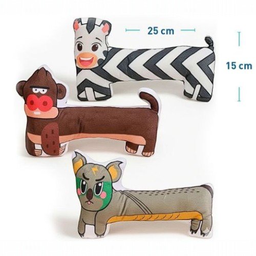 Peluche estampado orangotangán de peluche, koala y cebra por mayor - Mascotas por mayor