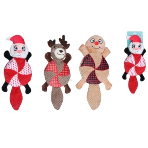 Peluches Navideños para Mascotas con Cuerpo de Textura Mixta y Diseño de Dulce por mayor - Mascotas por mayor