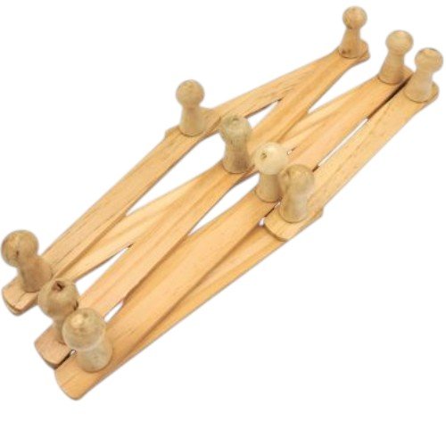 Perchero de Pared Extensible de Madera Natural con 10 Ganchos de Diseño en Rombos por mayor - Hogar por mayor