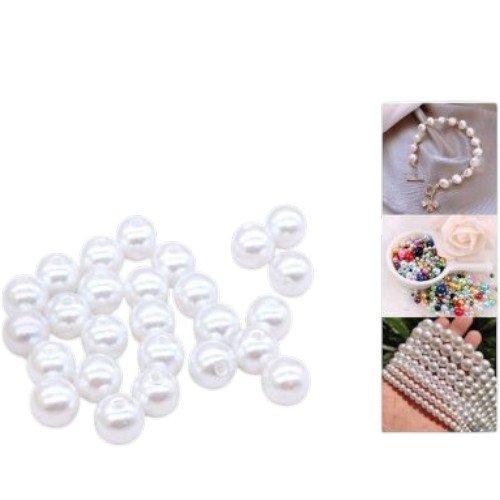 Perlas Plásticas Redondas de 14mm Blancas por mayor - Belleza por mayor