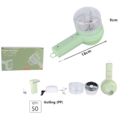 Picador y Cortador de Verduras Eléctrico de Mano 4 en 1 Multifuncional (Tipo Gatling) con Cepillo de Limpieza por mayor - Electrónica por mayor