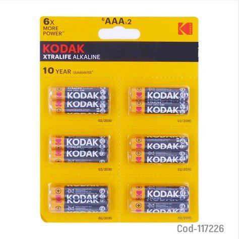 Pilas Kodak Set X12, AAA Xtralife, Alcalina