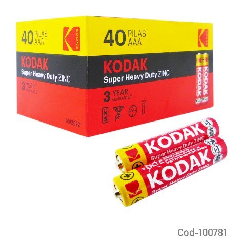 Pilas Kodak Set X 40 Pilas, AAA Super Heavy Duty, Zinc Carbon por mayor - Electronica por mayor