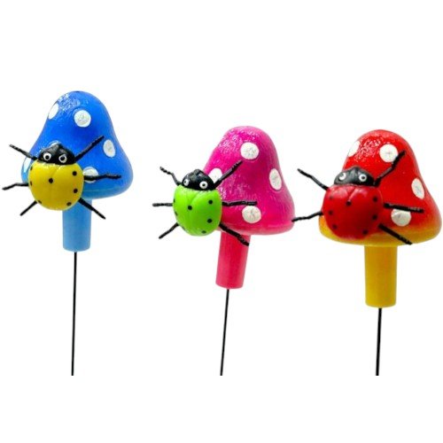 Pincho Decorativo de Escarabajo sobre Seta para Jardines y Macetas por mayor Jardinería por mayor