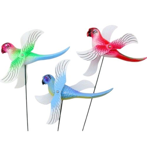 Pincho Decorativo de Loro con Doble Molinillo Giratorio para Jardín por mayor Jardinería por mayor