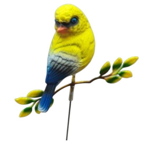 Pincho Decorativo de Pájaro Amarillo y Azul sobre Rama para Jardín por mayor Jardinería por mayor