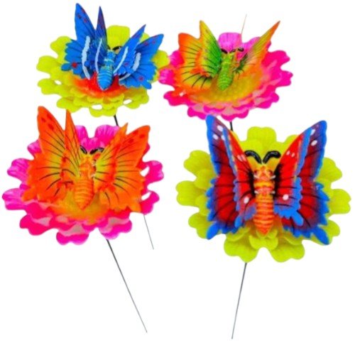 Pinchos Decorativos de Mariposa sobre Flor con Triple Altura para Jardín por mayor Jardinería por mayor