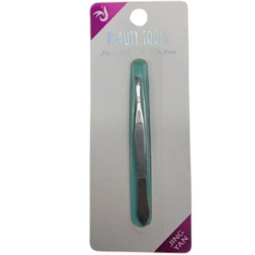 Pinza para Cejas de Punta Inclinada con Agarre de Líneas Horizontales y Acabado Brillante (8.8 cm) por mayor Belleza por mayor