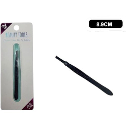 Pinza para Cejas de Punta Inclinada en Color Negro con Agarre por mayor Belleza por mayor