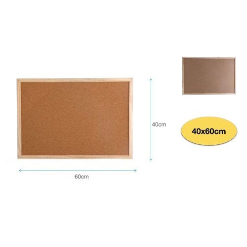 Pizarra de Corcho con Marco de Madera 40x60cm por mayor - Útiles Escolares por mayor