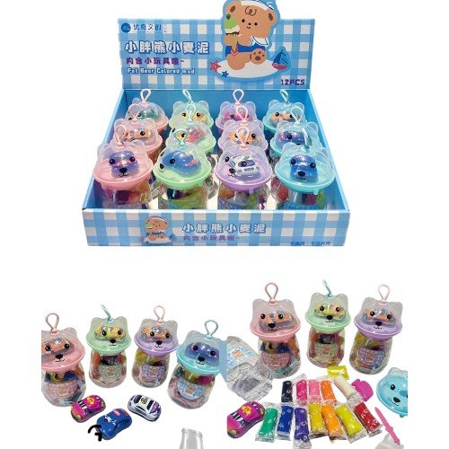 Plasticina en Recipiente de Osito con Juguete Sorpresa por mayor - Jugueteria por mayor