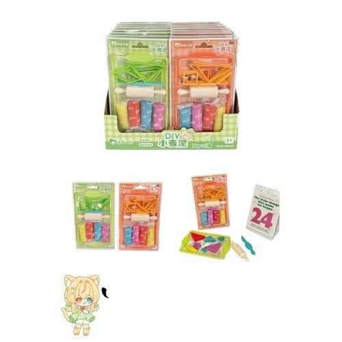 Plastilina con Rodillo y Moldes Geométricos por mayor - Jugueteria por mayor