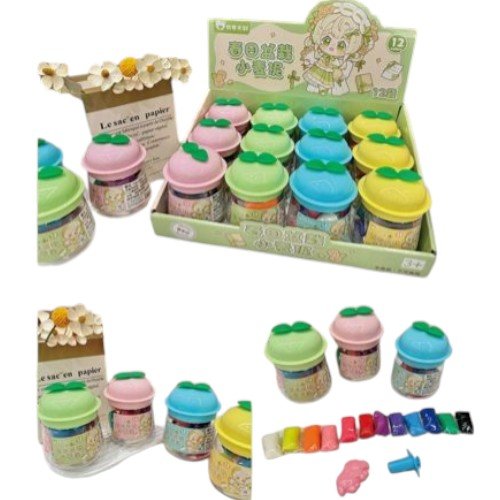 Plastilina de Lodo de Trigo en Envase de Maceta con Tapa de Hojas por mayor - Jugueteria por mayor