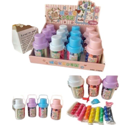 Plastilina de Lodo de Trigo en Envase tipo Cantimplora con Asa por mayor - Jugueteria por mayor