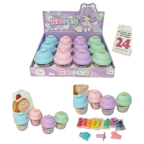 Plastilina en Copa con Tapa de Flor y Accesorios por mayor - Jugueteria por mayor