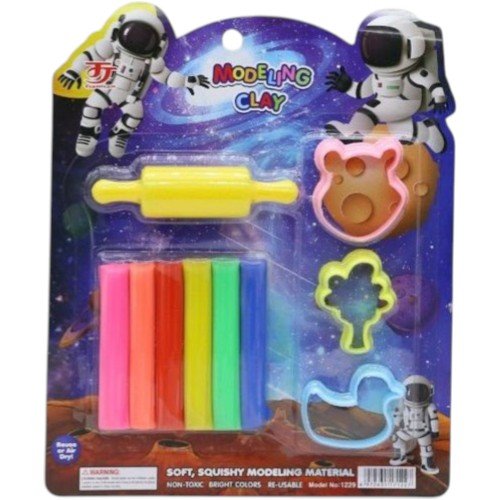 Plastilina Escolar con Rodillo y Moldes Diversos Temática Espacial por mayor - Jugueteria por mayor