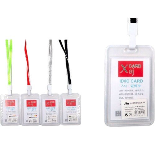 Porta Credencial Vertical Doble Línea con Cordón de Seguridad por mayor - Útiles Escolares por mayor