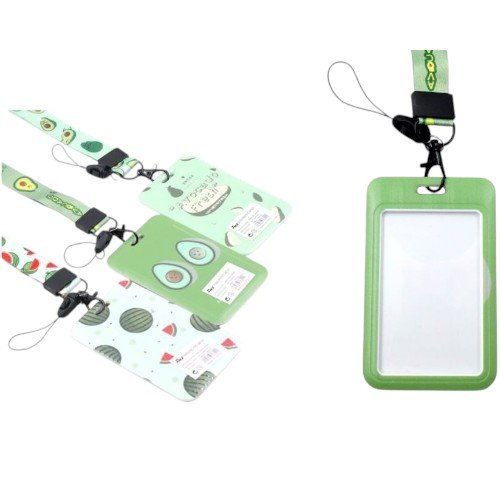 Porta Credencial Vertical Serie Frutas con Sistema Push-Up y Cordón por mayor - Útiles Escolares por mayor