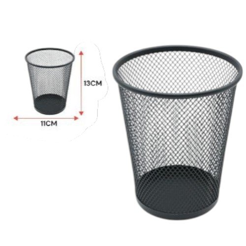 Porta Lápices Cilíndrico de Malla Metálica Grande - Negro por mayor - Útiles Escolares por mayor