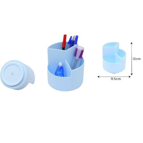 Porta Lápices Giratorio de Plástico - 3 Compartimentos por mayor - Útiles Escolares por mayor