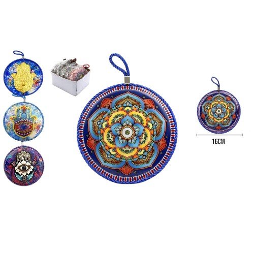 Posavasos Redondo de Cerámica con Cuerda Colgante y Diseño de Mandala 16cm por mayor - Hogar por mayor