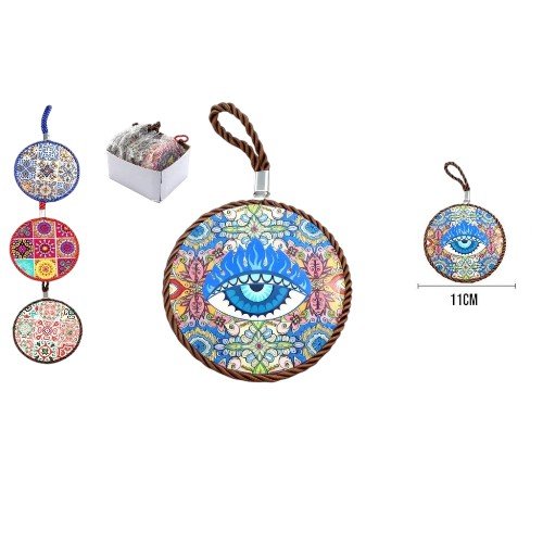 Posavasos Redondo de Cerámica con Cuerda Colgante y Diseños Místicos 11cm por mayor - Hogar por mayor