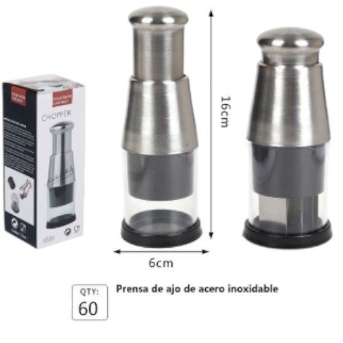 Prensa y Picador de Ajo Manual de Acero Inoxidable con Sistema de Presión (16cm) por mayor Hogar por mayor