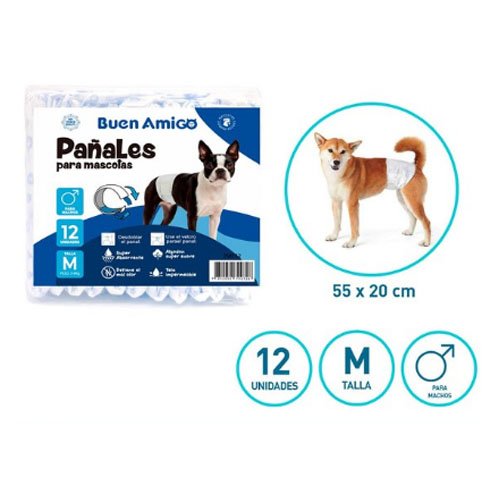 Pañales para mascota - TALLA M-12 PZA-55 X 20 CM - Compras Aqui