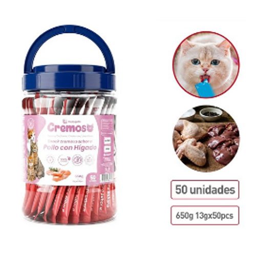 SNACK CREMOSO POLLO Y HIGADO 50 PZA-650 GR por mayor en Chile