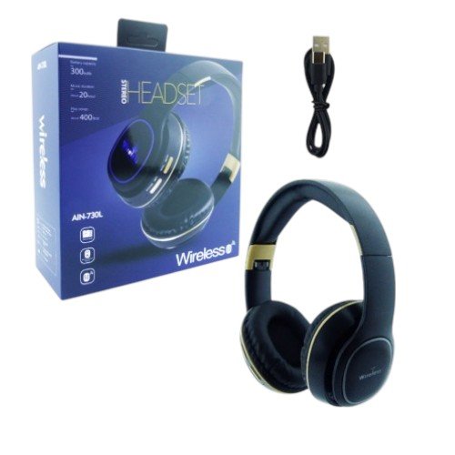 Audifono cintillo bluetooth modelo ain-730l con luz y conexiones tf-aux, radio fm. recargable - 17.2 cm x 7.4 cm x 17.5 cm - Compras Aqui