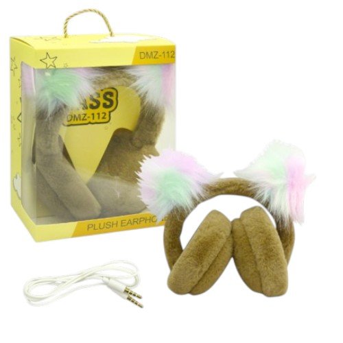 Audífonos Vincha, Orejas Peluche, 20 Diseños. En Caja.