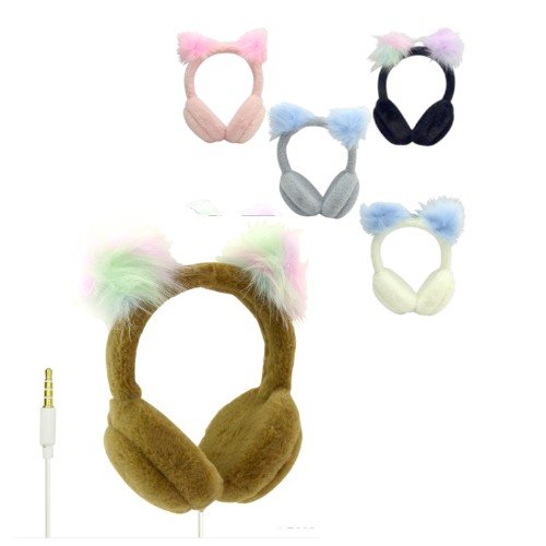 Audifonos para niños con cable, vincha, orejas peluche, 20 diseños. en caja. mayorista — imagen 2