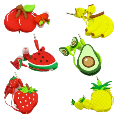 Audifonos para niños con cable, frutas, tuk k-160, 6 diseños. con enrollador. mayorista — imagen 2