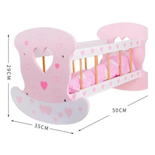 Cuna Mecedora Muñecas Con Ropa De Cama Juguete Didactico 29 X 35 X 50 por mayor en Chile