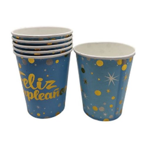 VASOS DE PAPEL ORO AZUL FELIZ CUMPLEAÑOS 6 PZA por mayor en Chile