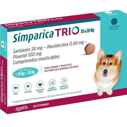 SIMPARICA TRIO 10-20KG 1 COMPRIMIDO por mayor en Chile