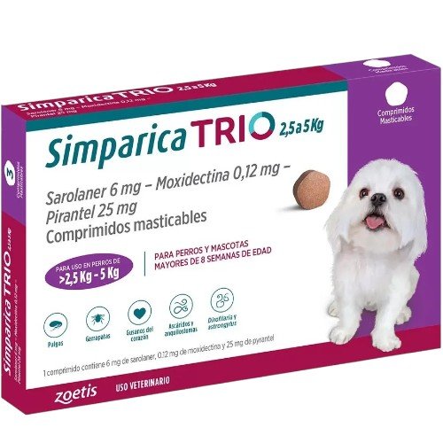SIMPARICA TRIO 2,5-5 KG 1 COMPRIMIDO por mayor en Chile